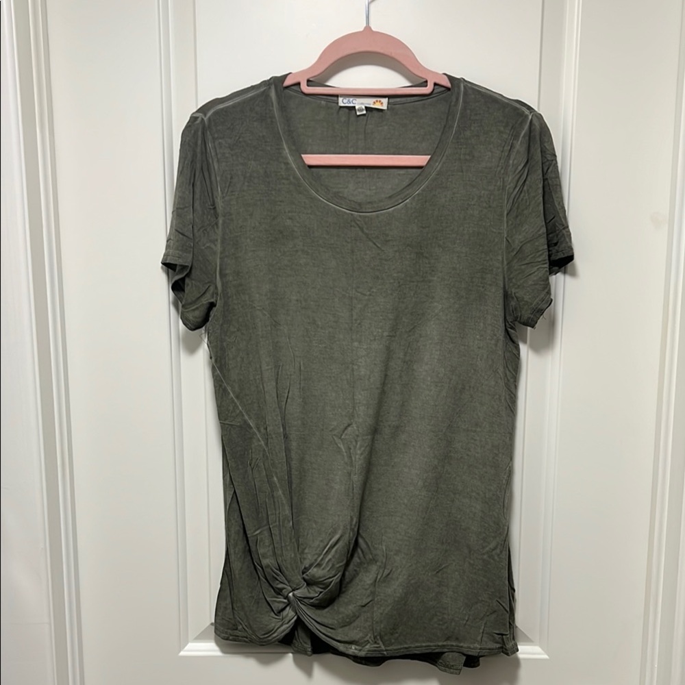 C&C California Green Tie Front Short Sleeve Tee